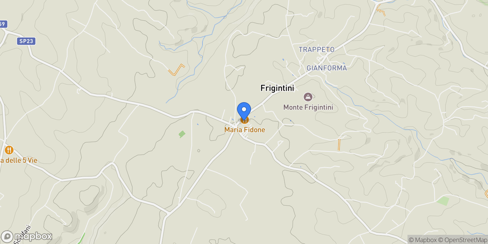 Map showing favarotta cozze rose, Frigintini, Sicily, Italy.