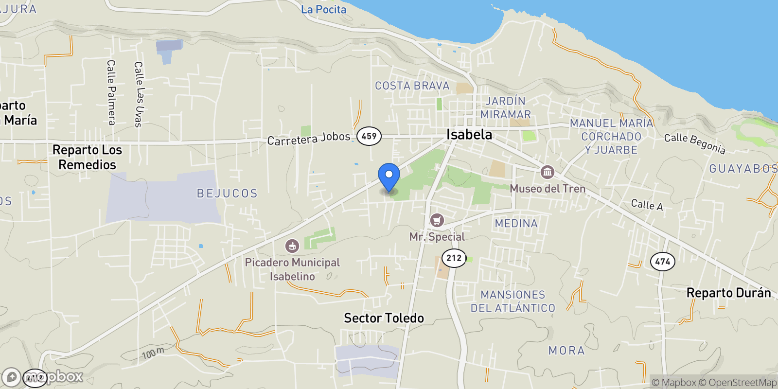 Map showing Isabela CALLE ISAMAR 102, Isabela, Isabela, Puerto Rico.