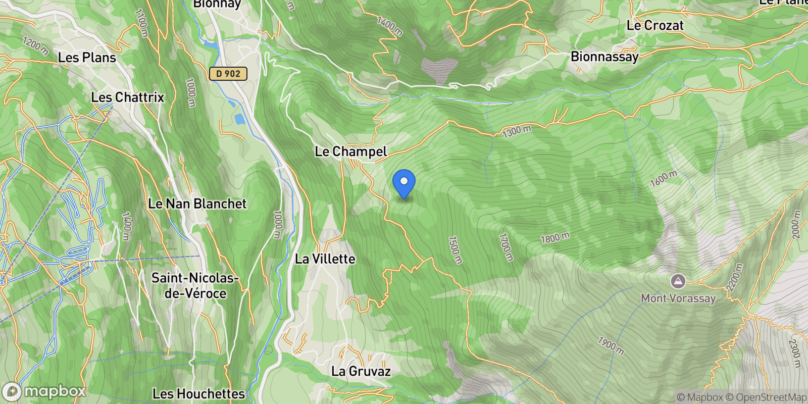 Map showing Saint-Gervais-les-Bains, Auvergne-Rhône-Alpes, France.