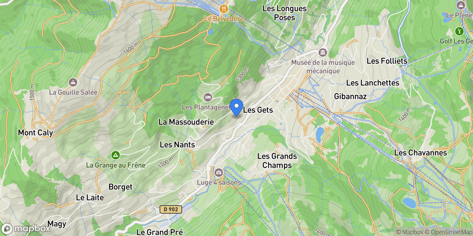 Map showing Les Gets, Auvergne-Rhône-Alpes, France.