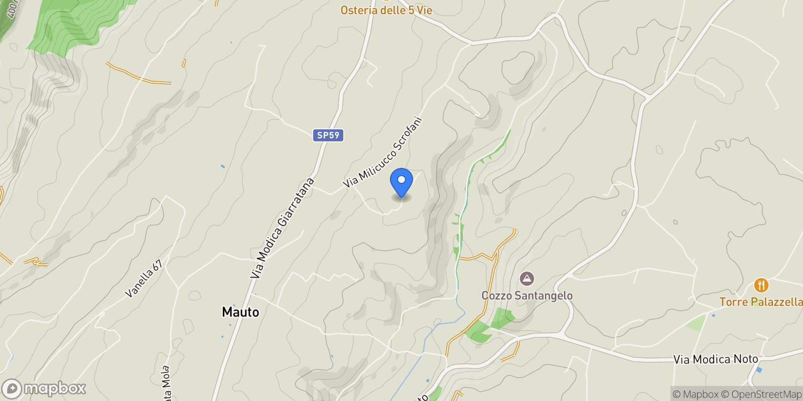 Map showing Provinciale 104, Sicily, Italy.