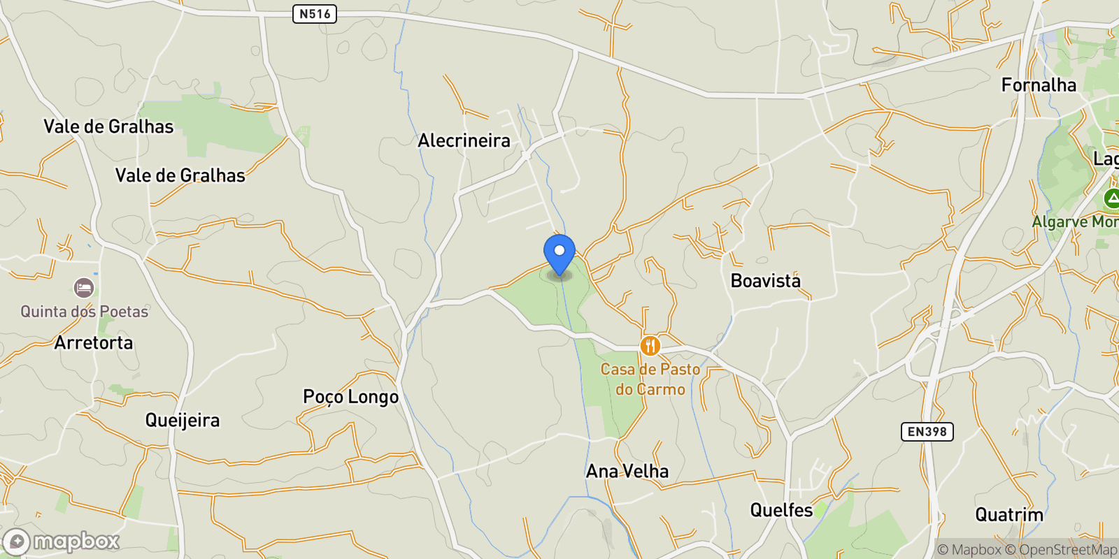 Map showing Quelfes, Algarve, Portugal.