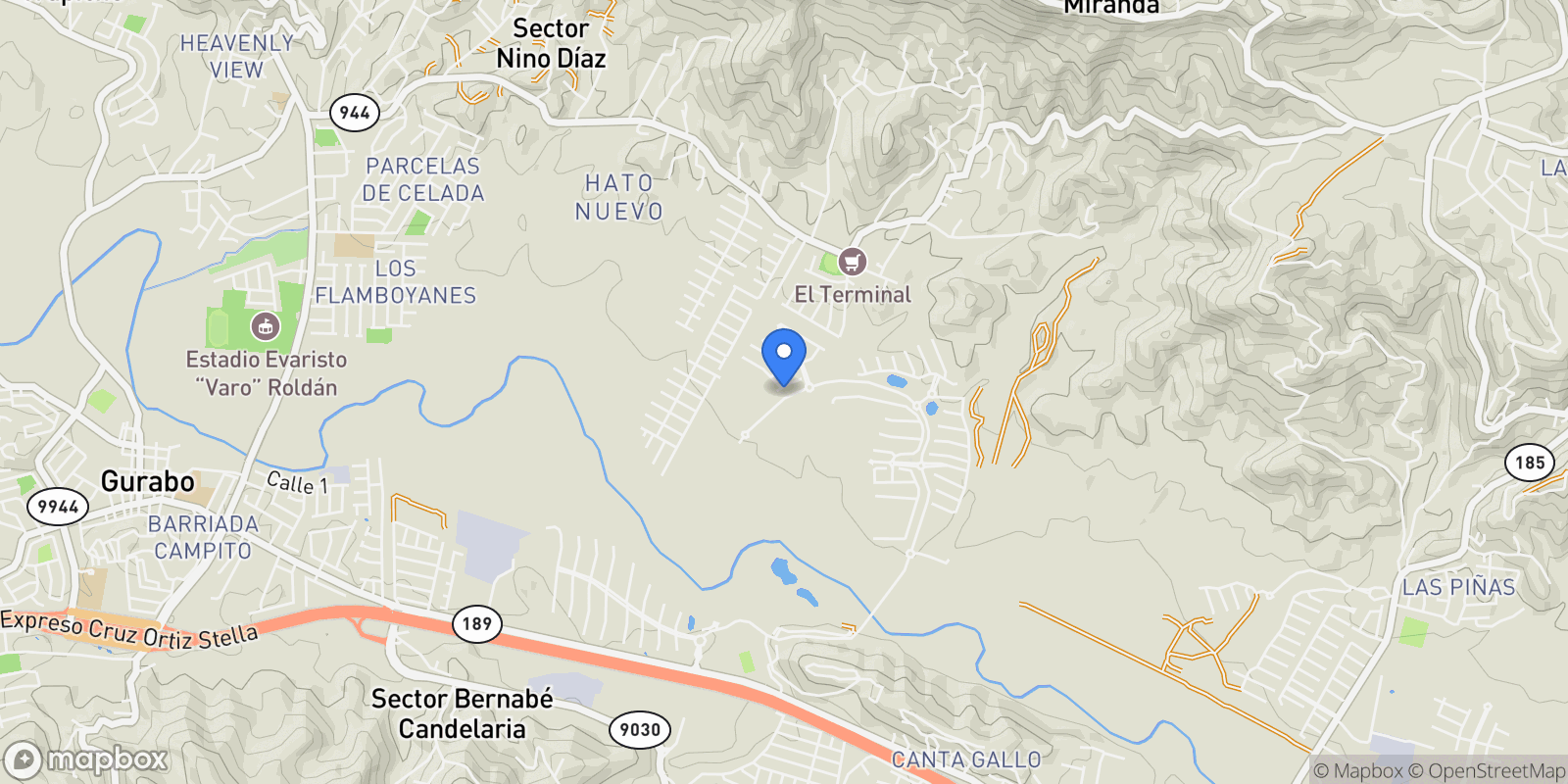 Map showing Gurabo CALLE CLAVEL 18, Gurabo, Gurabo, Puerto Rico.