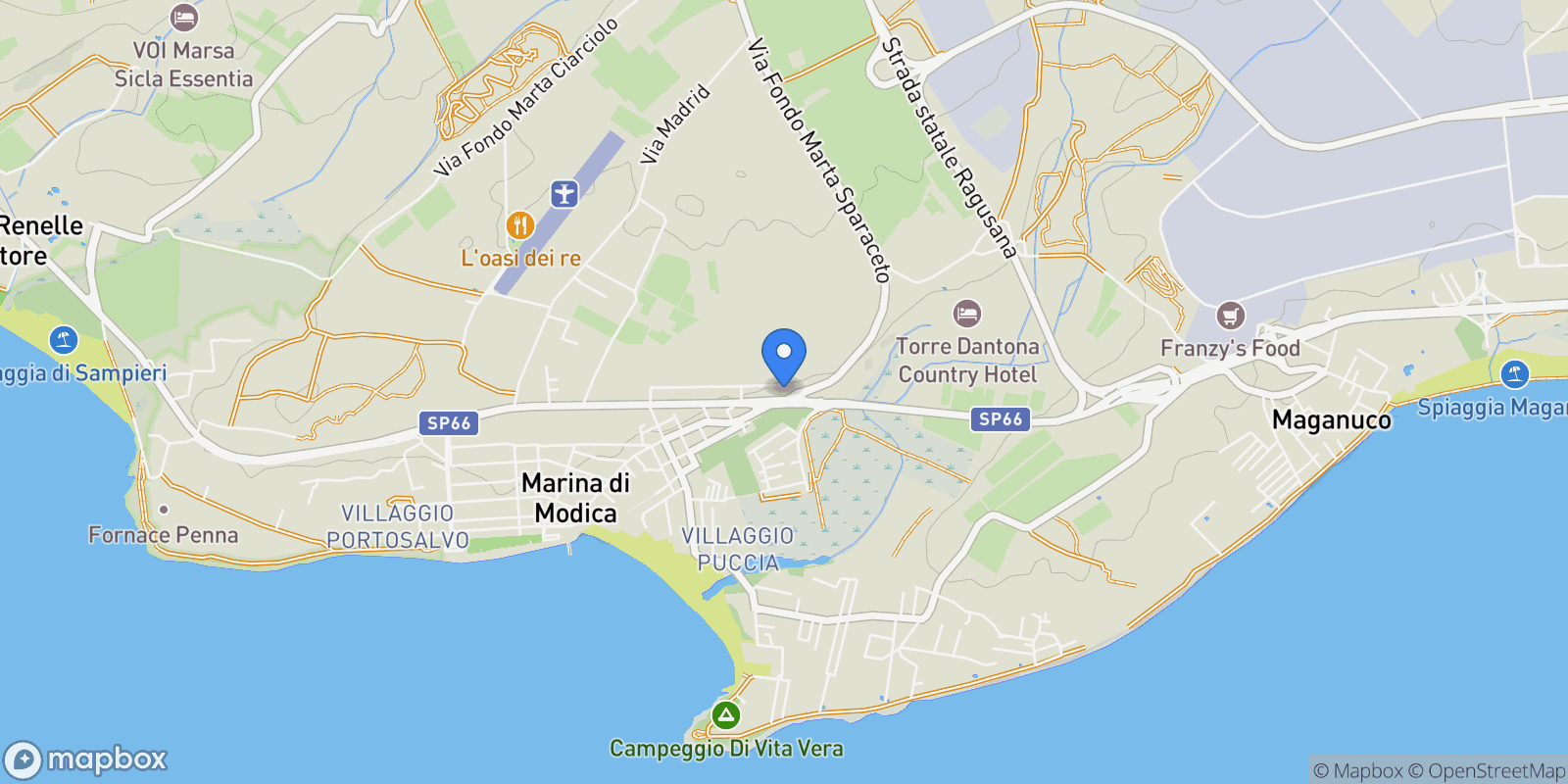 Map showing Maganuco, Marina di Modica, Sicily, Italy.