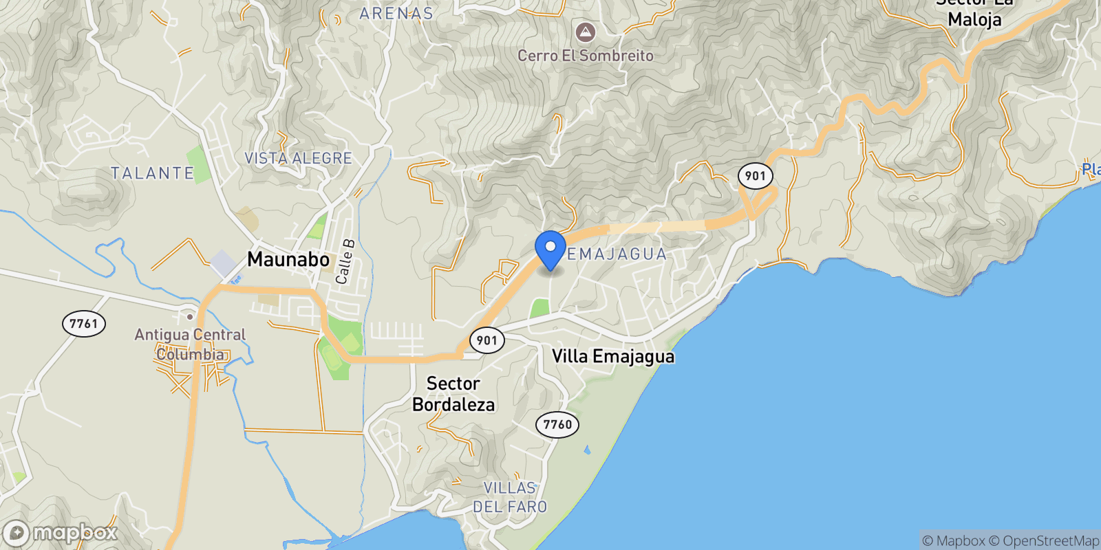 Map showing Maunabo CARR 3 175, Maunabo, Maunabo, Puerto Rico.