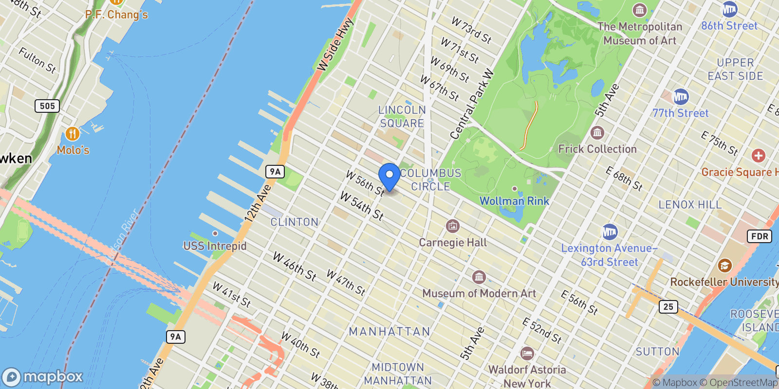 Map showing 353 West 56 street, New York, New York, United States.