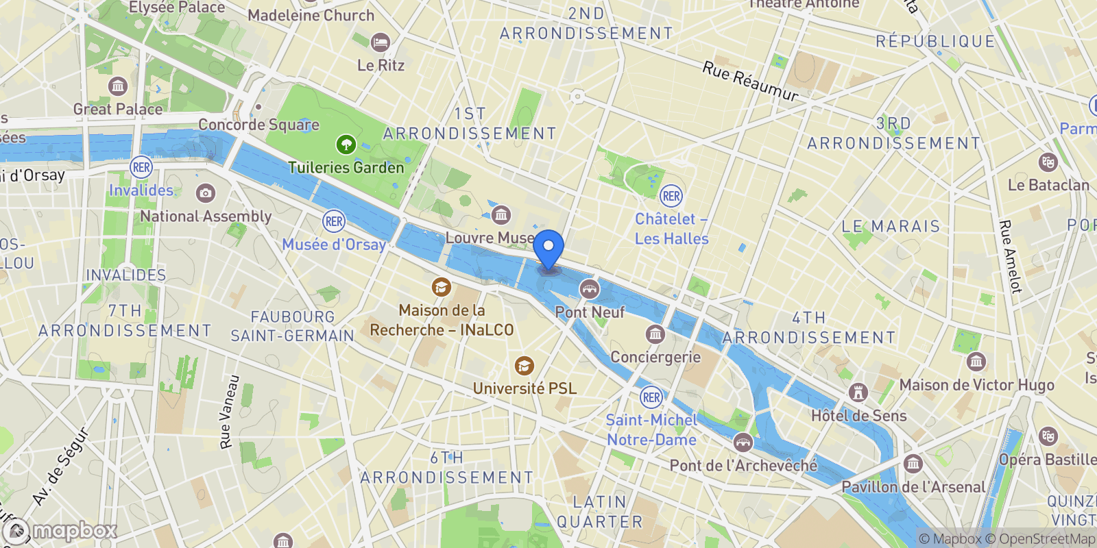 Map showing Paris, Île-de-France, France.