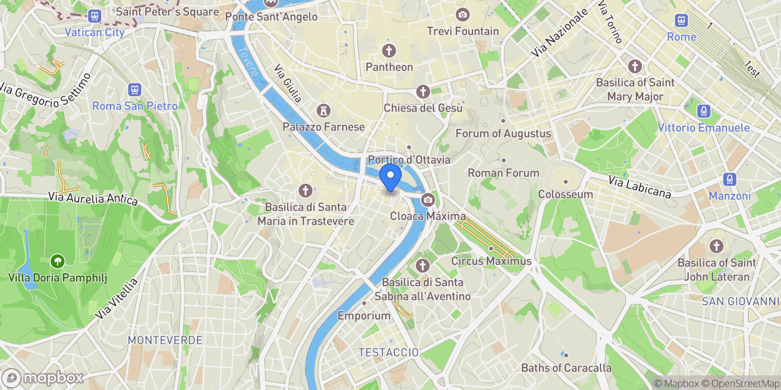 Map showing Trastevere, Rome, Italy, Rome, Lazio, Italy.