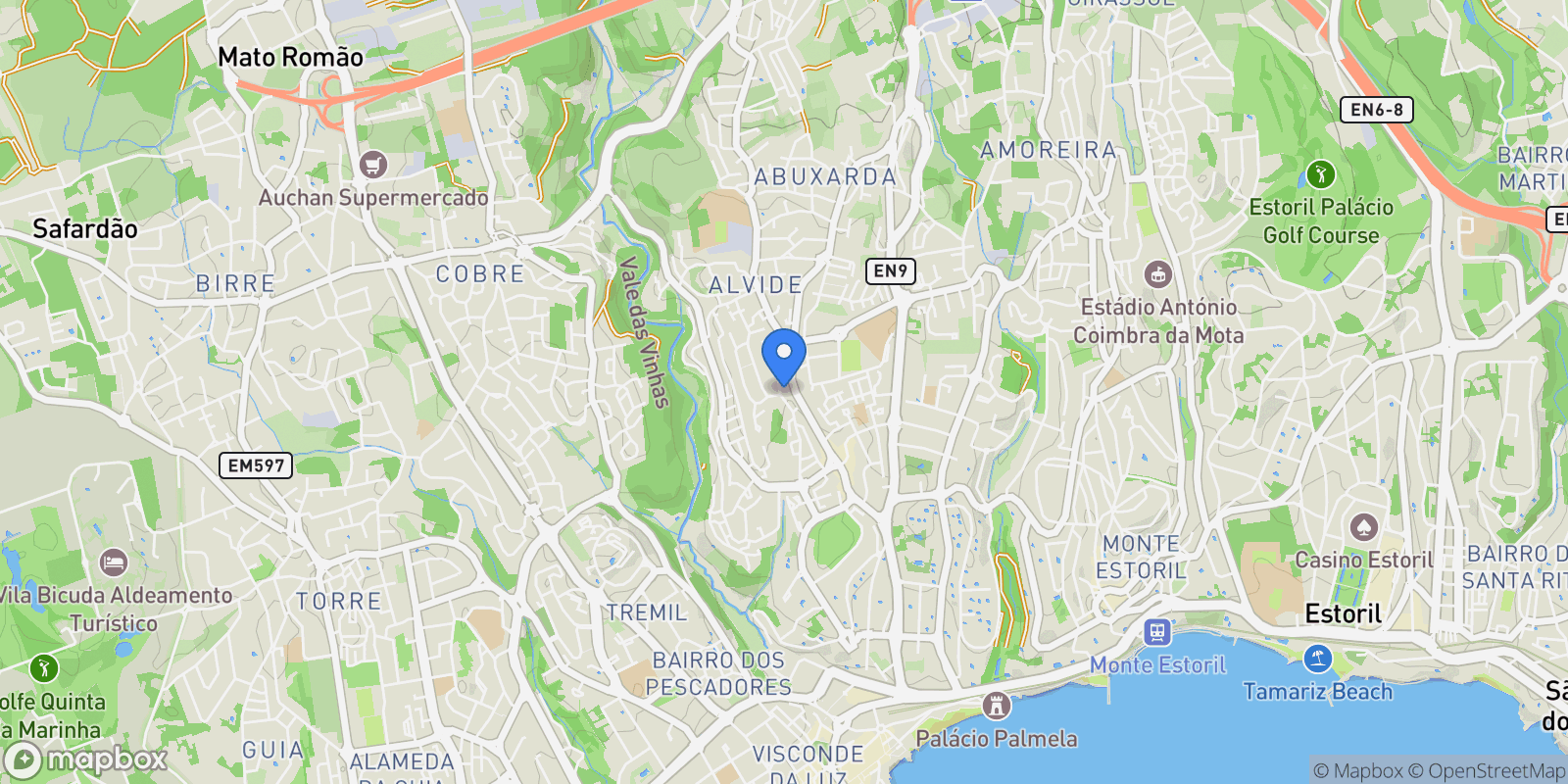Map showing Cascais e Estoril, Lisbon, Portugal.