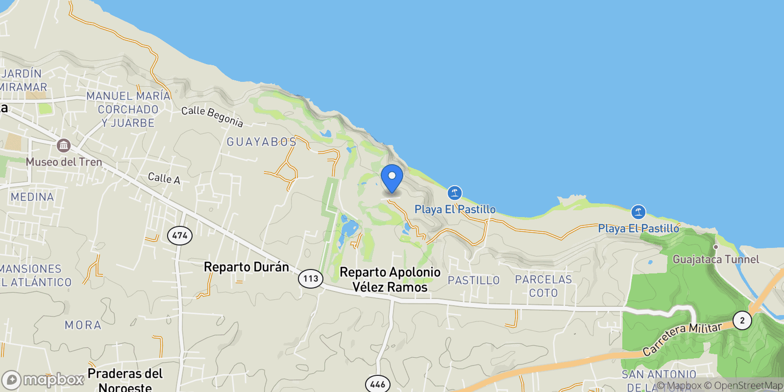 Map showing Isabela OCEAN VIEW VILLA 2, Isabela, Isabela, Puerto Rico.