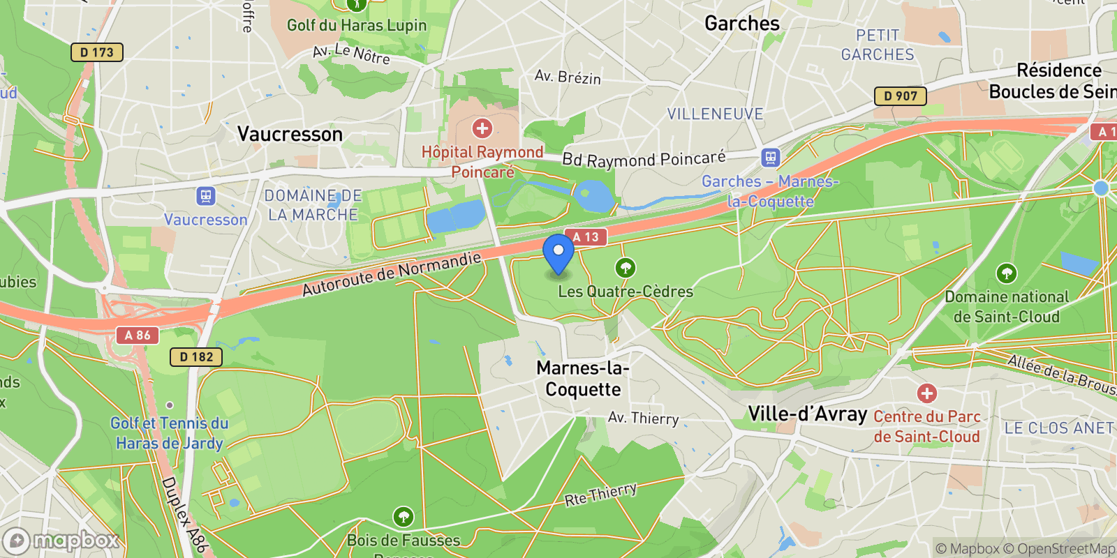 Map showing Marnes-la-Coquette, Île-de-France, France.