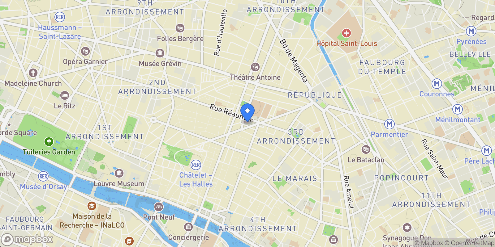 Map showing Paris, Île-de-France, France.