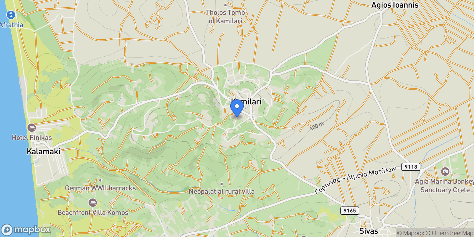 Map showing Community of Kamilarion, Tybakio, Greece.