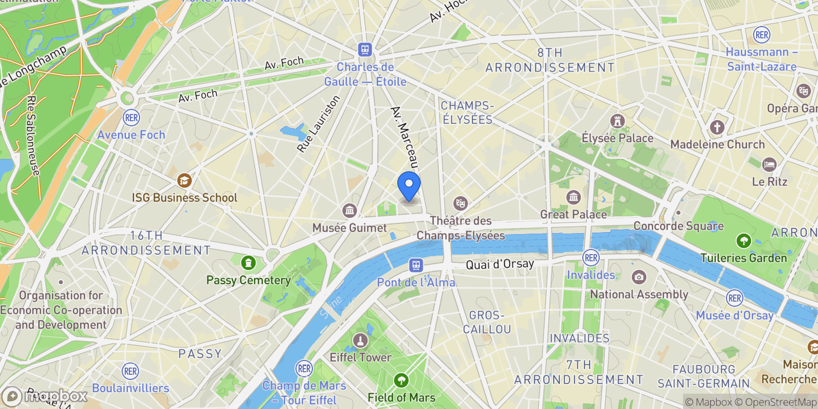 Map showing Paris, Île-de-France, France.