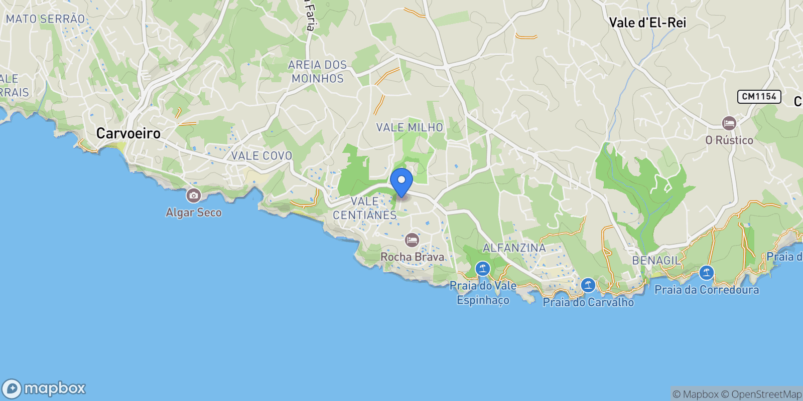 Map showing Lagoa e Carvoeiro, Algarve, Portugal.