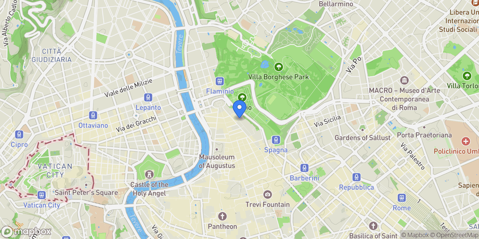 Map showing Via Margutta, Rome, Italy, Rome, Lazio, Italy.