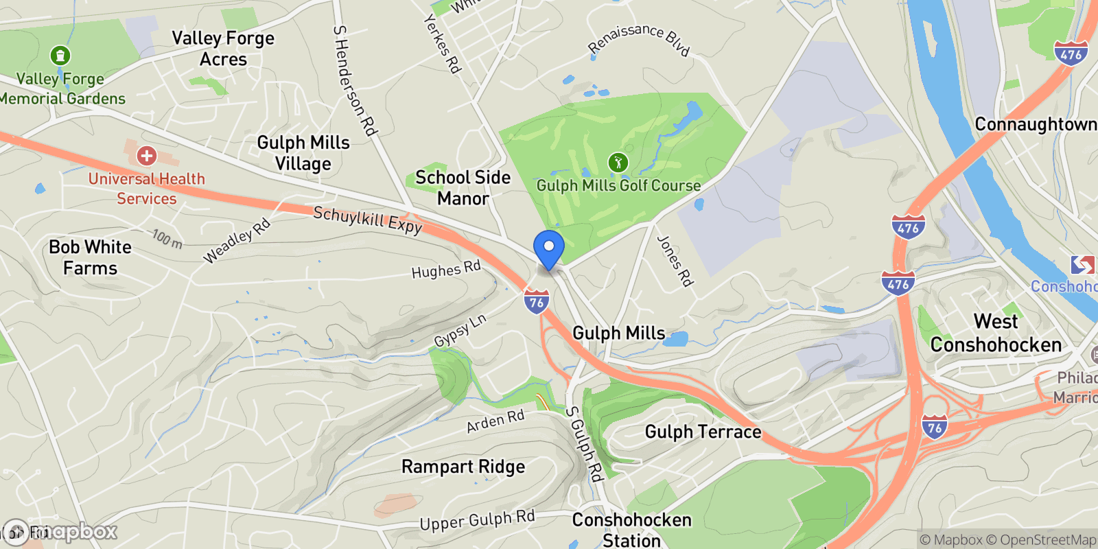 Map showing 123 Gypsy Lane, King Of Prussia, PA 19406, Wayne, Pennsylvania, United States.