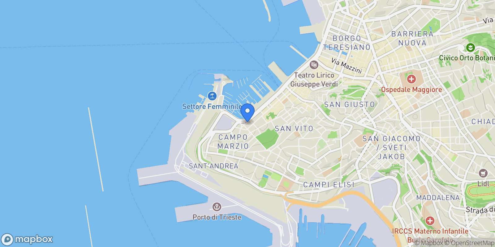 Map showing Riva Grumula, 6, 34123 Trieste TS, Italy, Trieste, Friuli-Venezia Giulia, Italy.