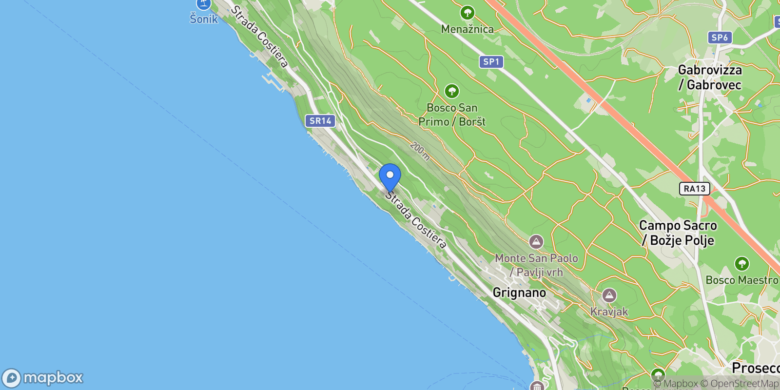Map showing Str. Costiera, Trieste TS, Italy, Friuli-Venezia Giulia, Italy.