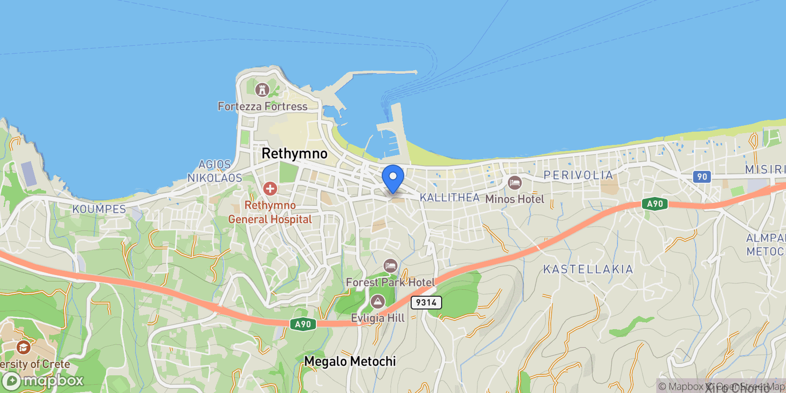 Map showing Crete, Greece.