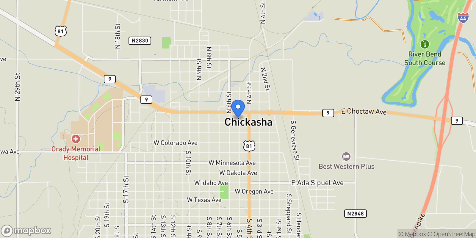 Map showing 506 W Chickasha Avenue, Chickasha, OK 73018, Chickasha, Oklahoma, United States.