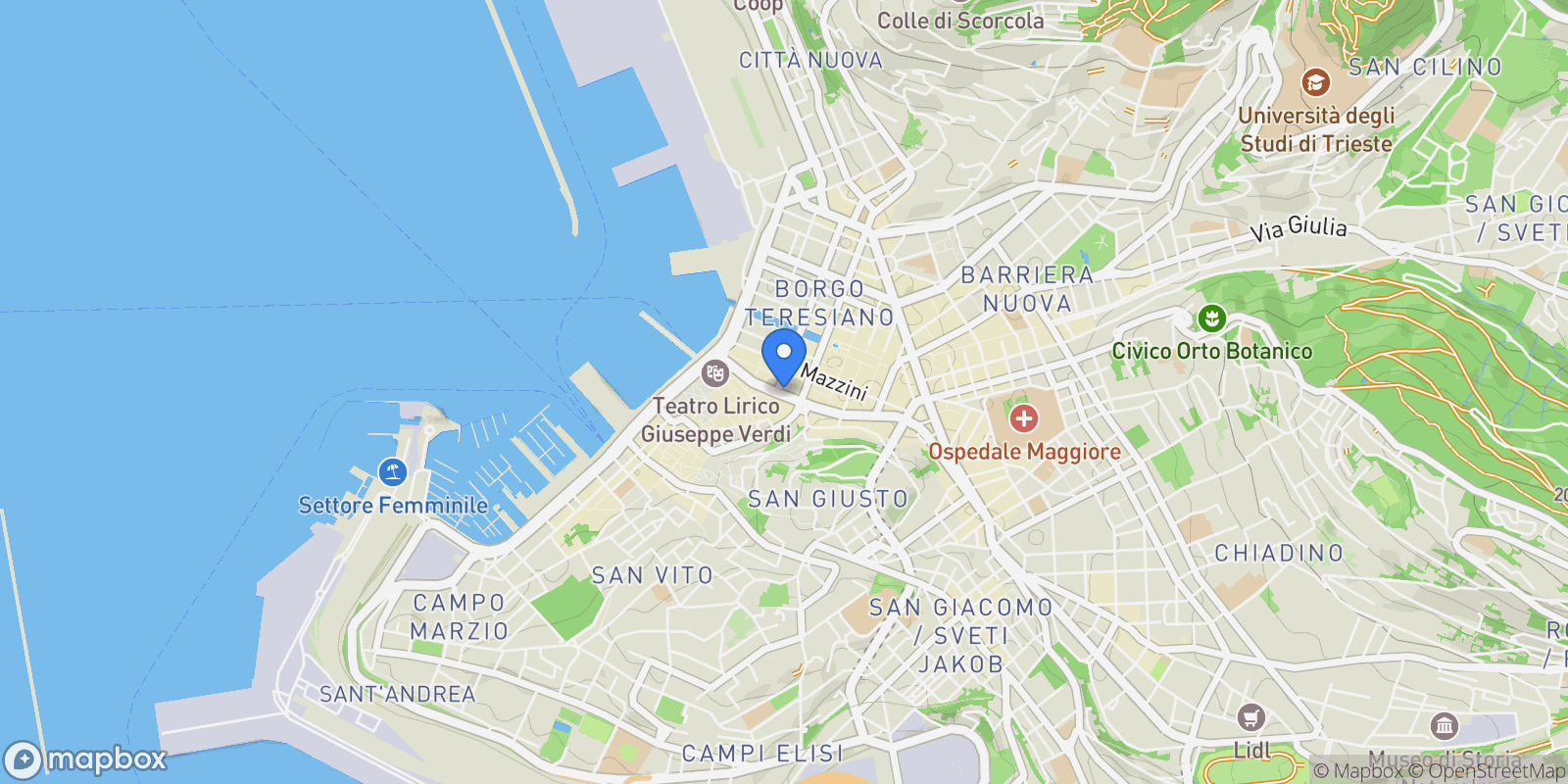 Map showing Corso Italia, 2, 34121 Trieste TS, Italy, Trieste, Friuli-Venezia Giulia, Italy.