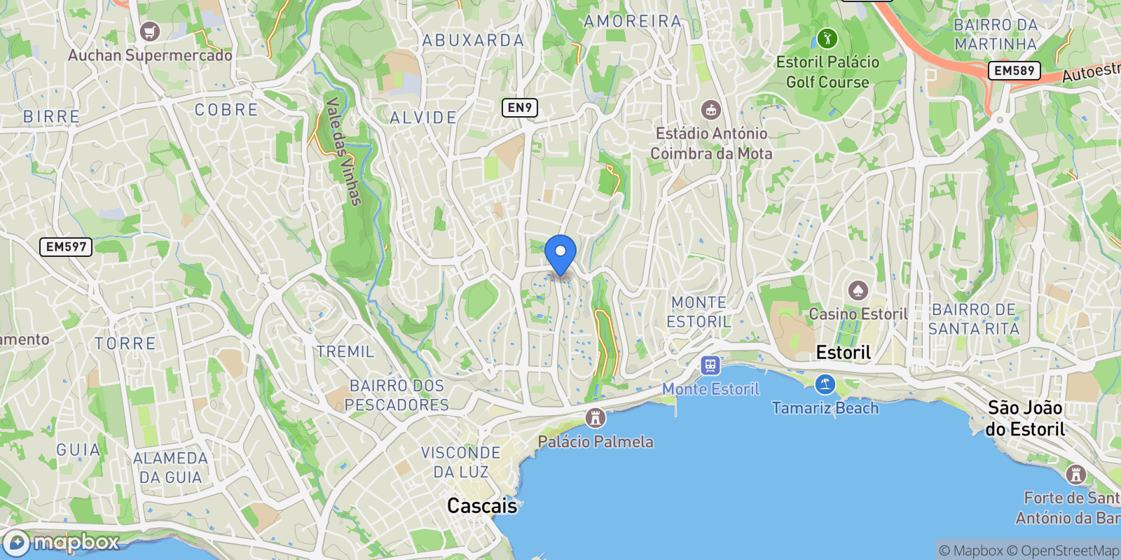 Map showing Cascais e Estoril, Lisbon, Portugal.