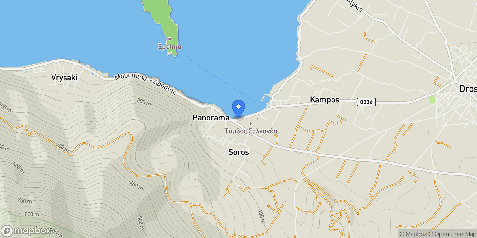 Map showing FGH7+XMC, Anthidona, Greece, Drosia Municipal Commune, Anthidon, Greece.