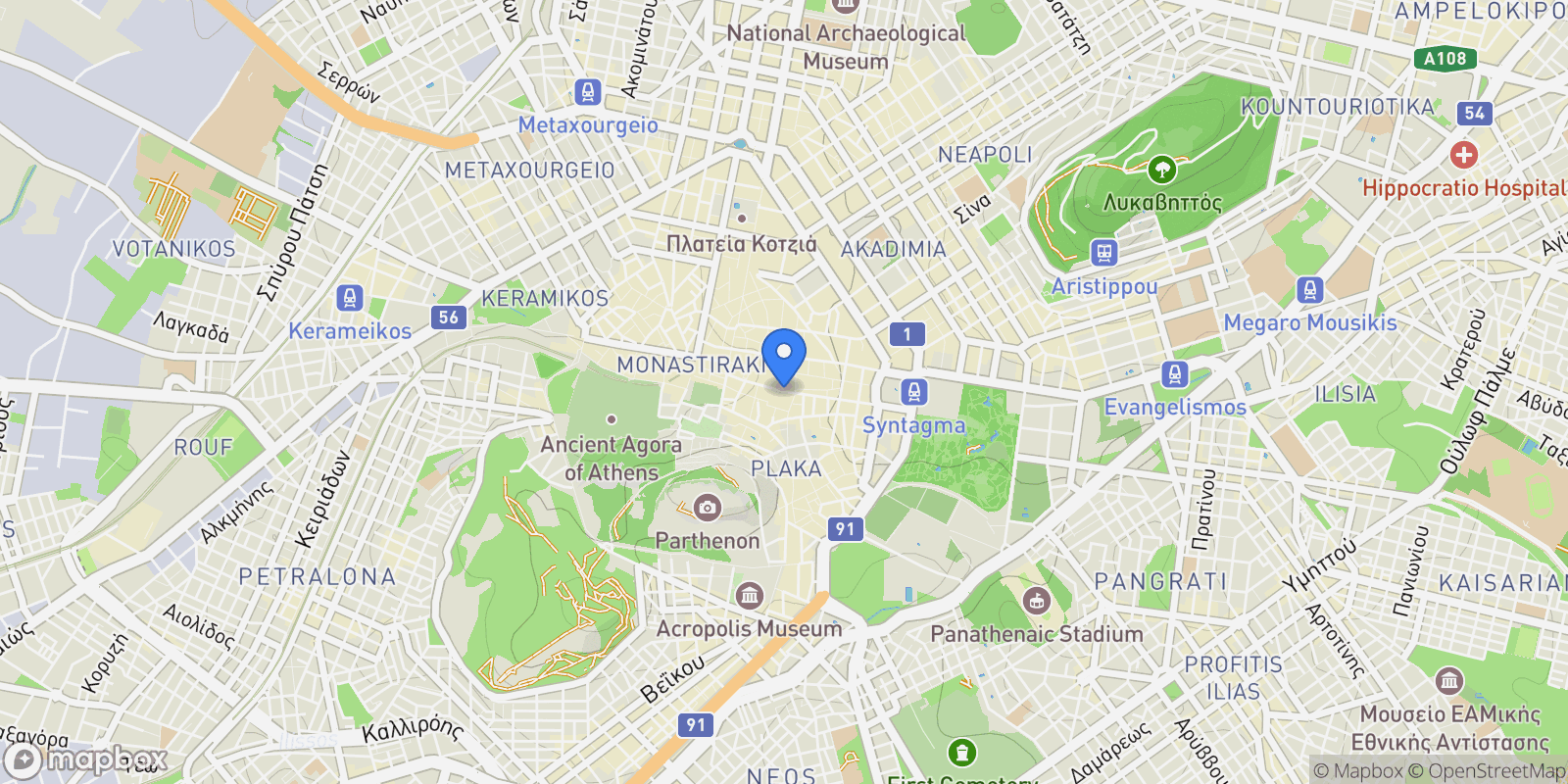 Map showing Mitropoleos, Athina, Greece, 1st District of Athens, Athens, Greece.