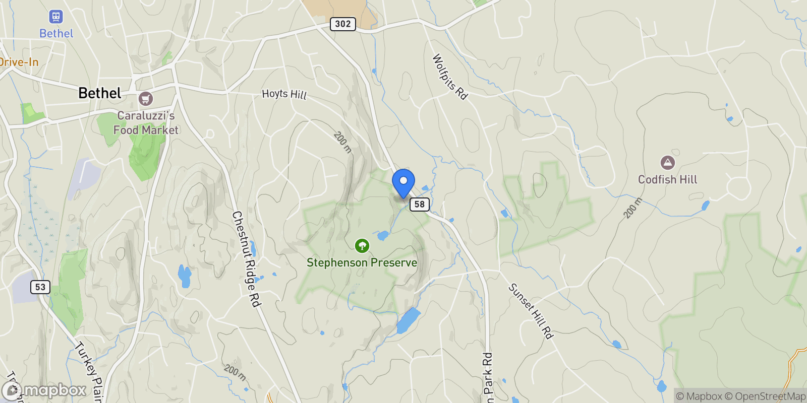 Map showing 66 Putnam Park Road, Bethel, Connecticut, United States.