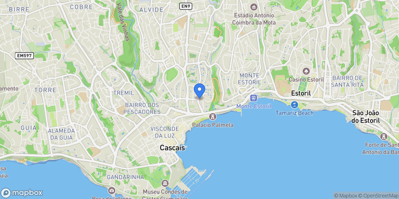 Map showing Cascais e Estoril, Lisbon, Portugal.