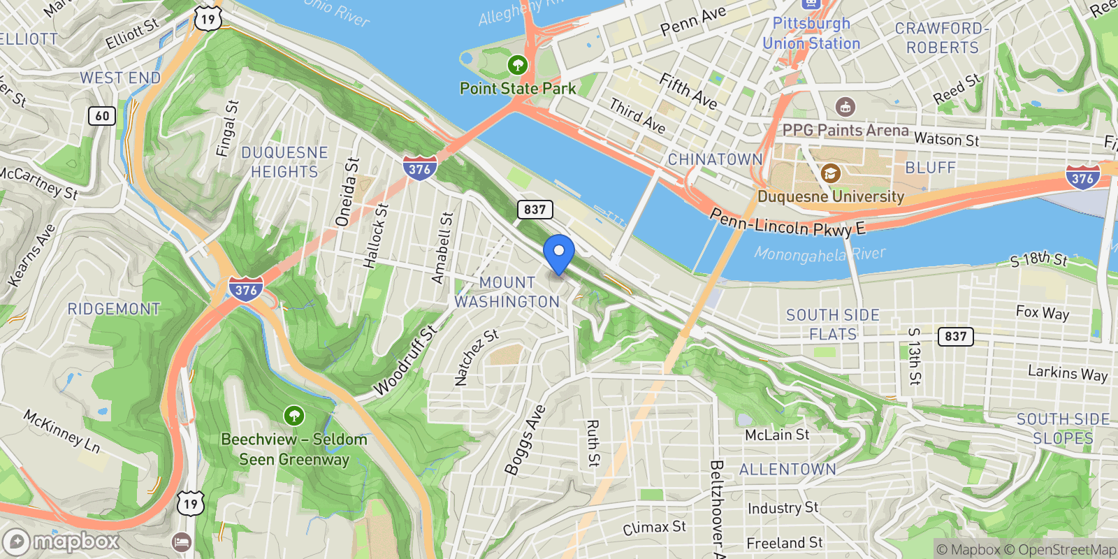 Map showing 111 Grandview Avenue #1003 , Pittsburgh, PA 15211, Pittsburgh, Pennsylvania, United States.