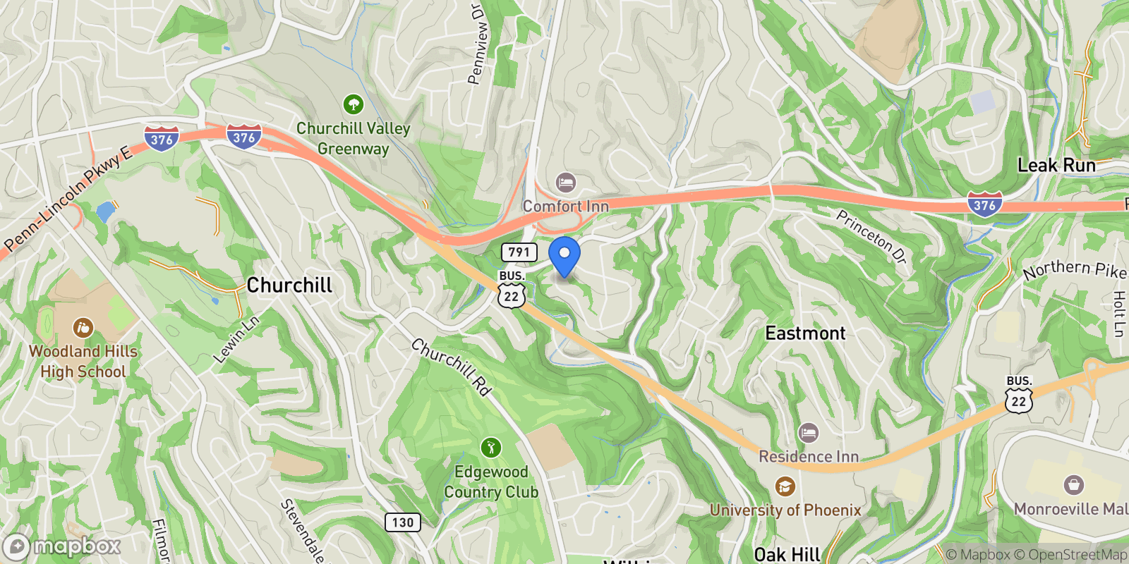 Map showing 3413 Ridgewood Drive , Pittsburgh, PA 15235, Pittsburgh, Pennsylvania, United States.