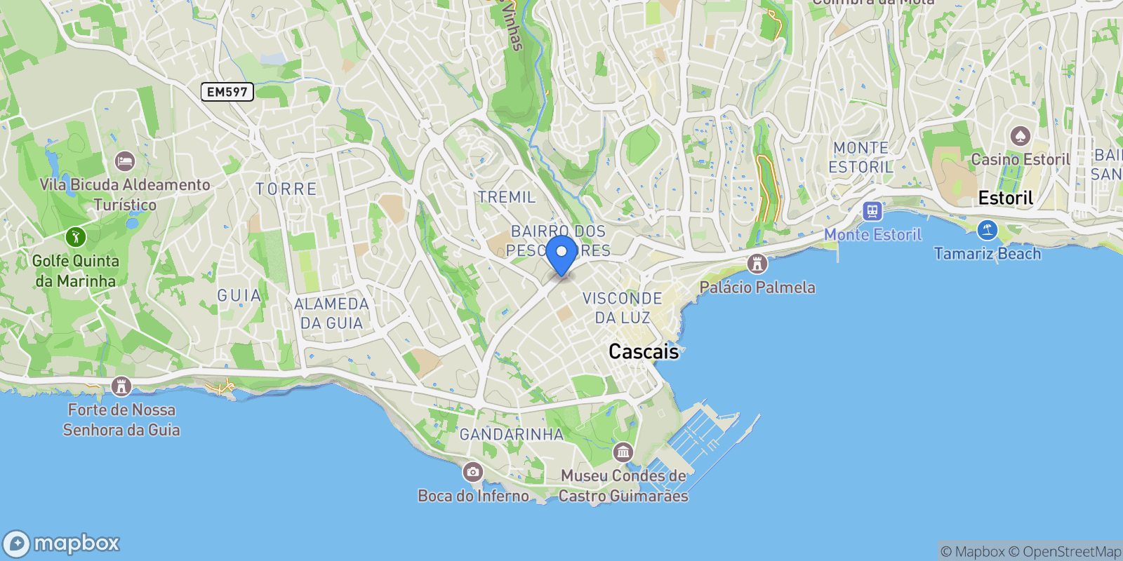 Map showing Cascais e Estoril, Lisbon, Portugal.