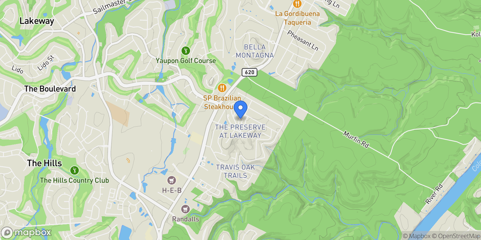 Map showing 31 Cypress Knee Lane, The Hills, Texas, United States.