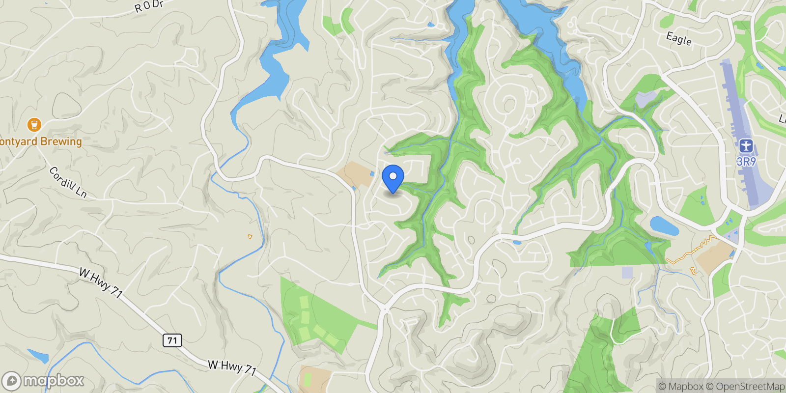 Map showing 720 Rawson Bend, Spicewood, Texas, United States.