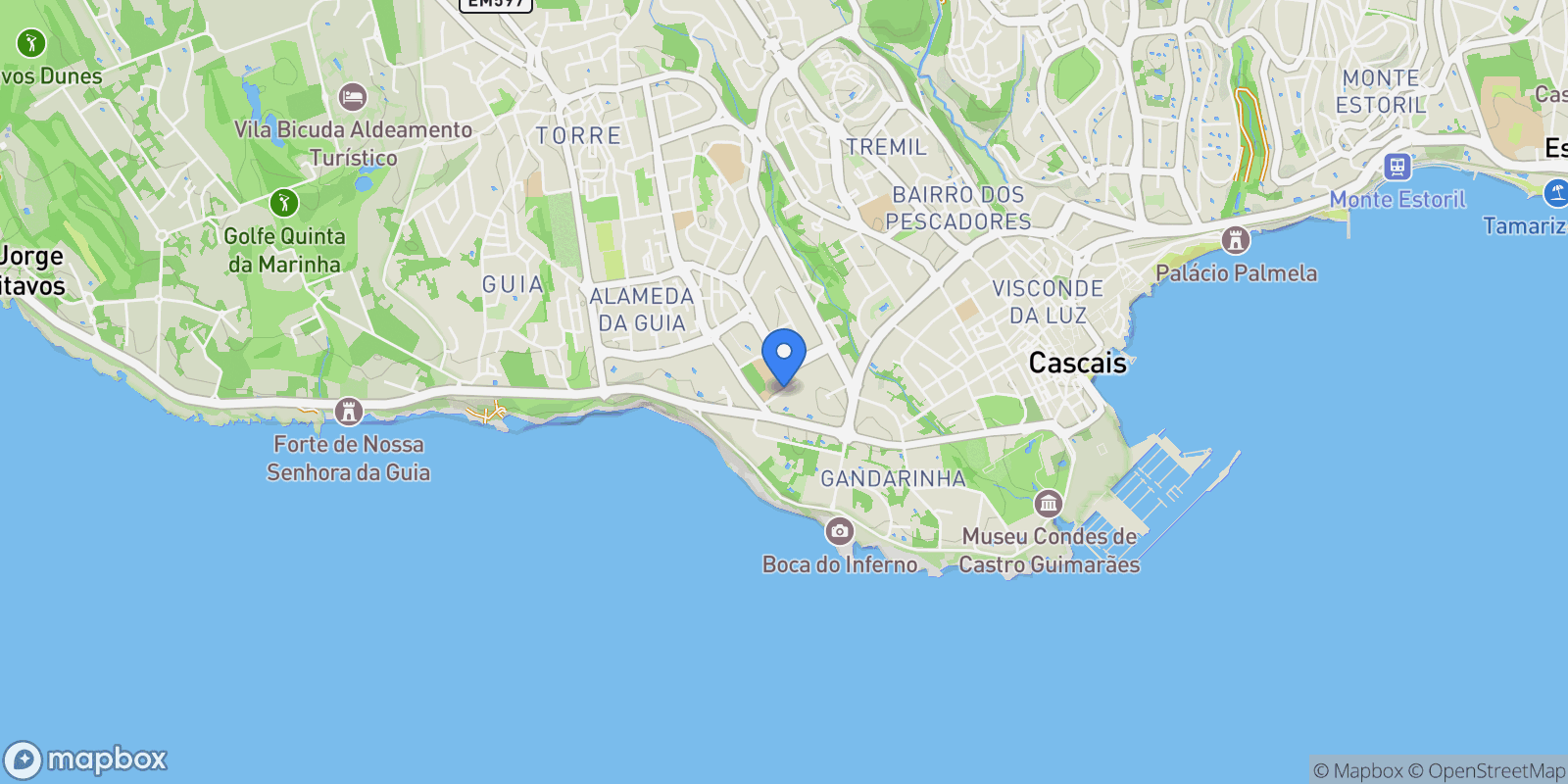 Map showing Cascais e Estoril, Lisbon, Portugal.