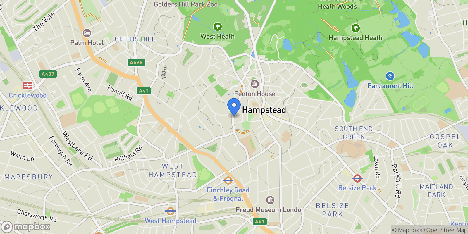 Map showing Frognal, Hampstead, London, London, England, United Kingdom.