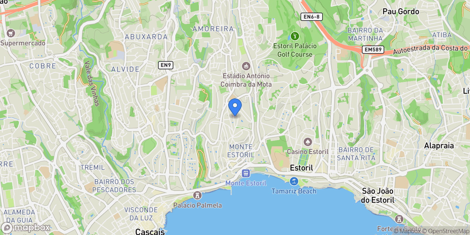 Map showing Estoril, Cascais e Estoril, Lisbon.