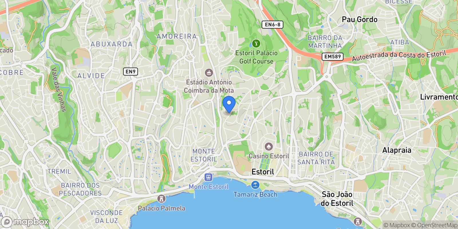 Map showing Estoril, Cascais e Estoril, Lisbon.