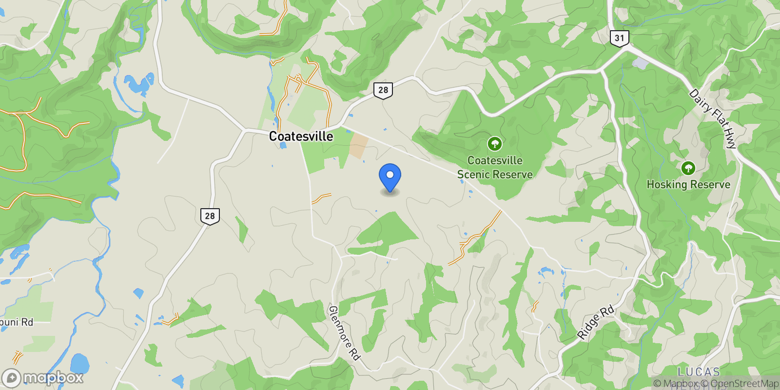 Map showing 66 Mahoenui Valley Road Coatesville, Auckland, Auckland, Auckland, New Zealand.
