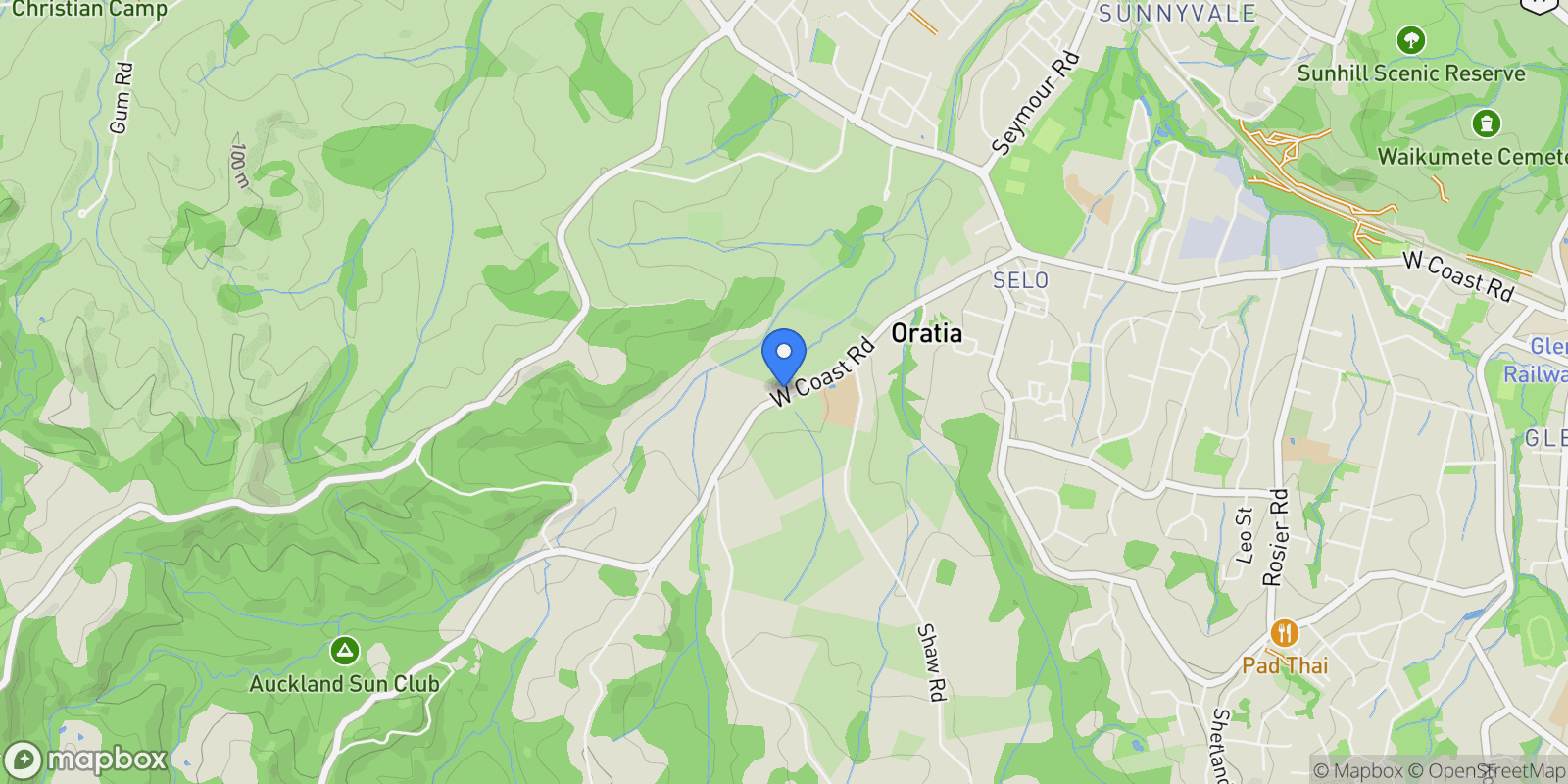 Map showing 581 West Coast Road Oratia, Waitakere City, AUK, Auckland, Auckland, New Zealand.