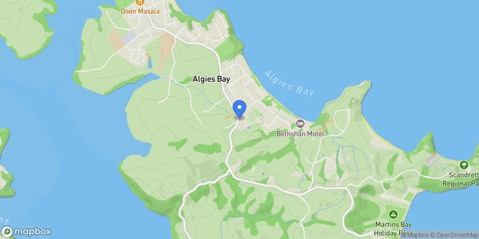 Map showing 599 Mahurangi East Road, Algies Bay, AUK, Algies Bay, Auckland, New Zealand.