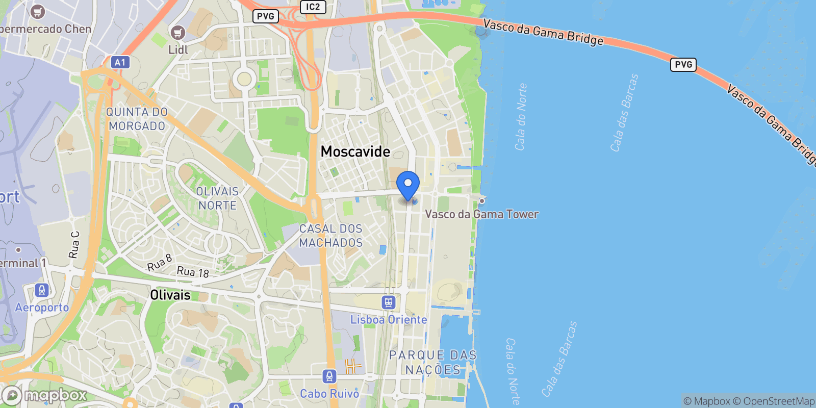 Map showing Lisboa, Parque das Nacoes, Lisbon, Portugal.
