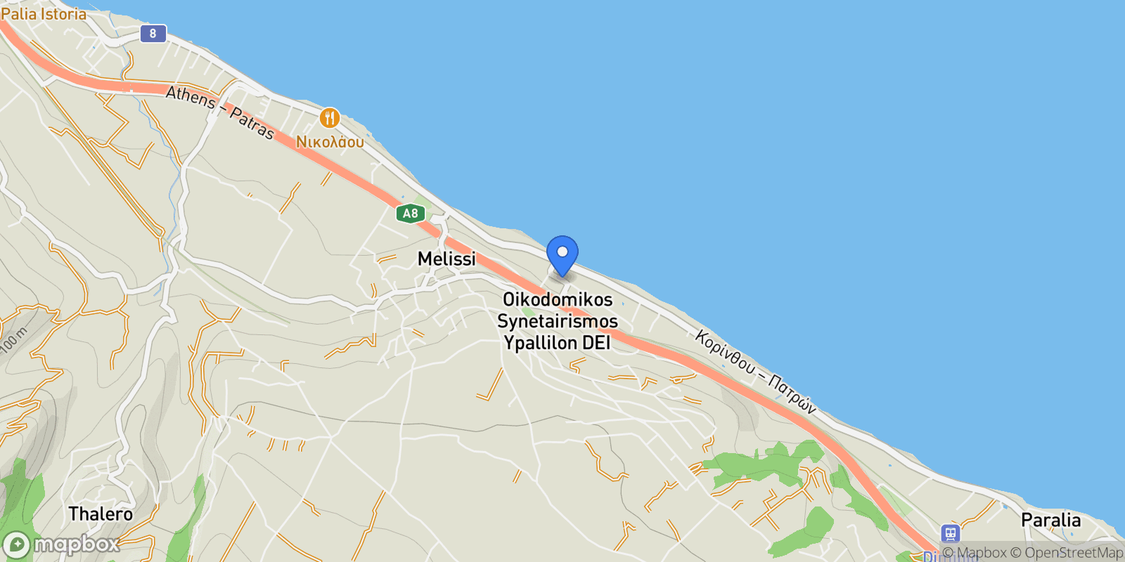 Map showing Melissi Community, Xylokastro, Greece.