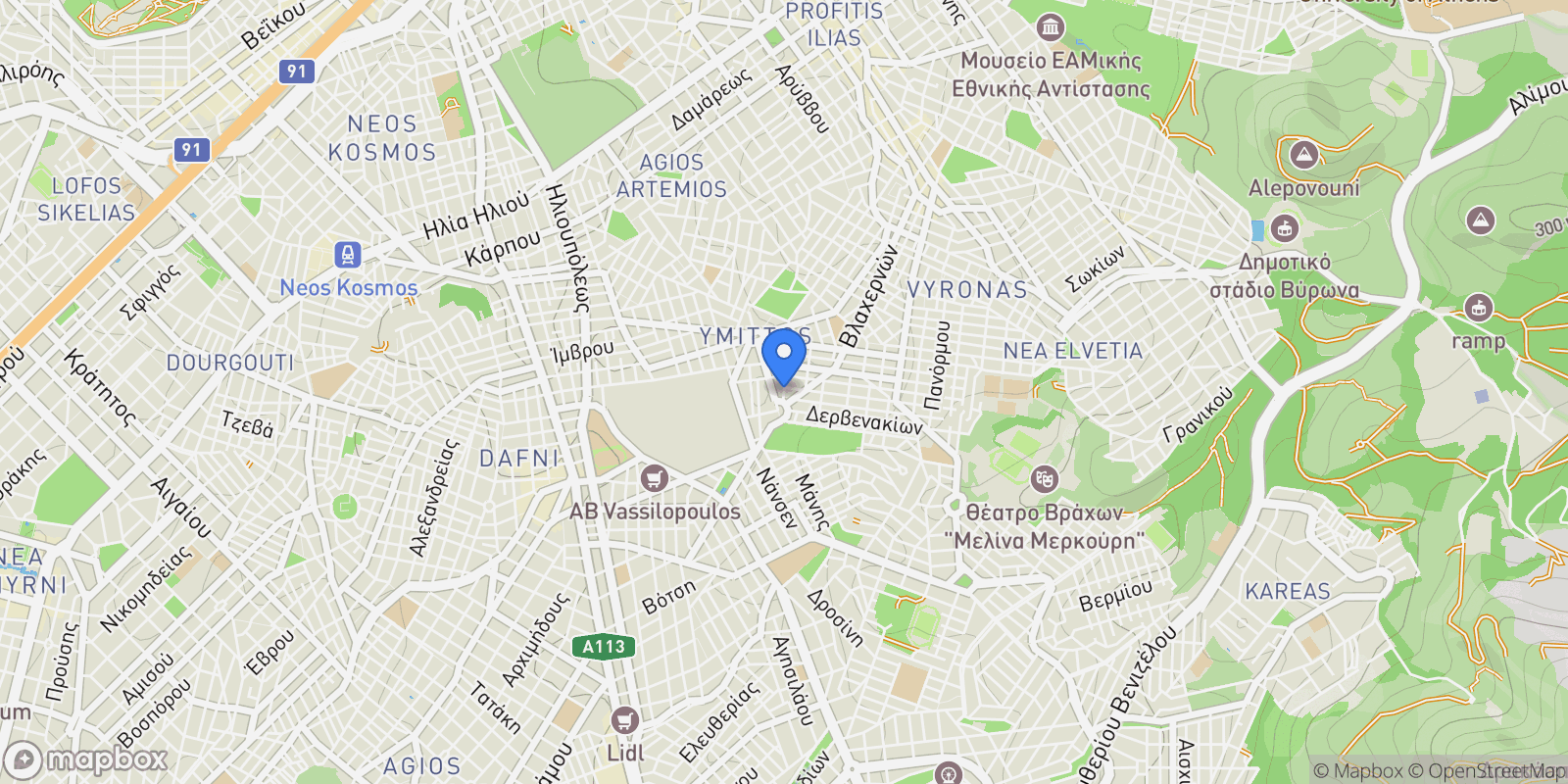 Map showing Ymittos, Attica, Greece.