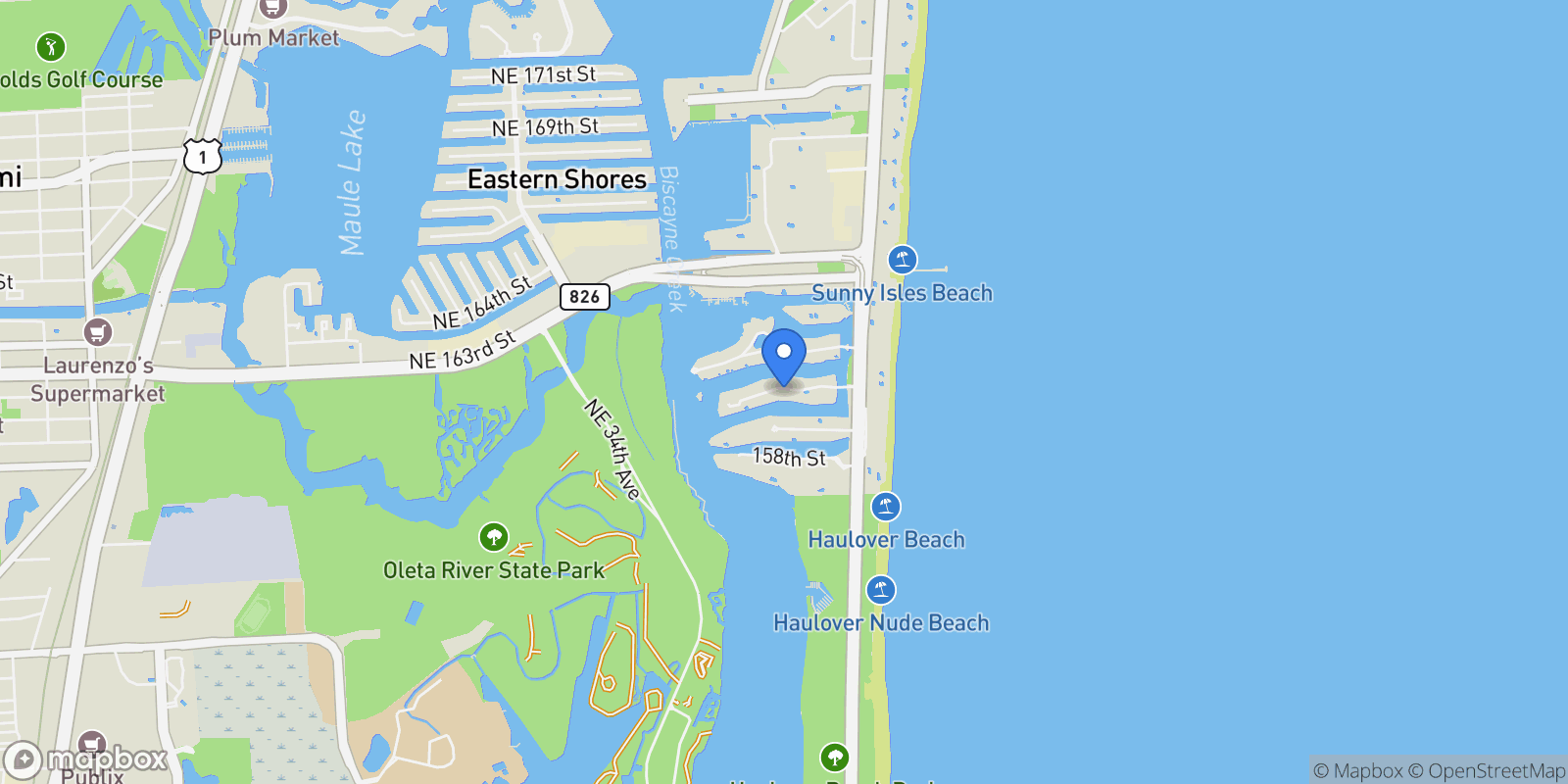 Map showing 355 Poinciana Dr 1130, Golden Beach, Florida, United States.