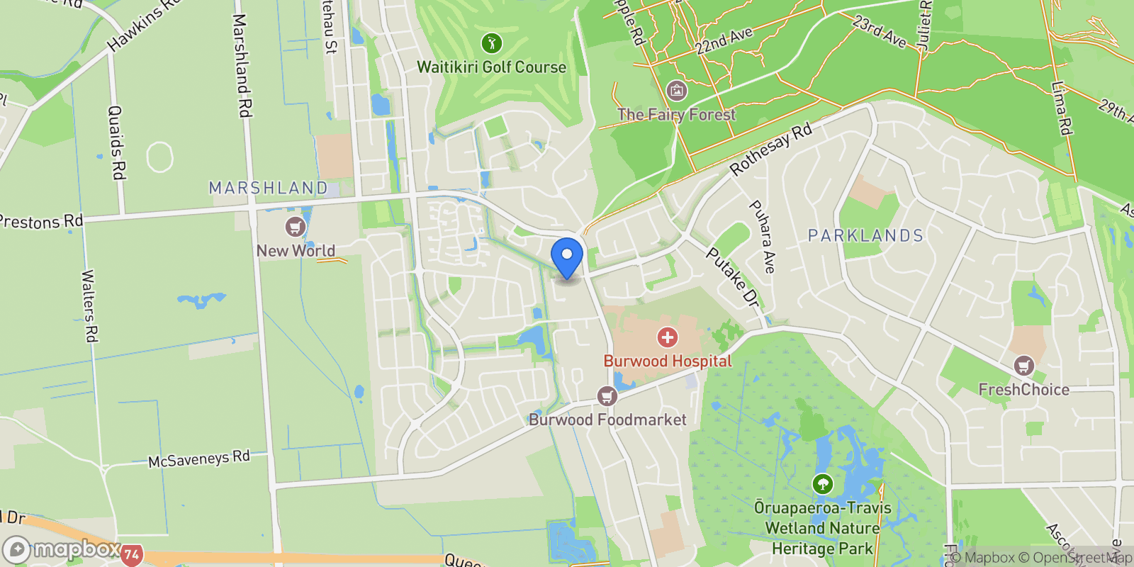 Map showing 7 Nederland Avenue, Burwood, Christchurch, CAN 8083, Christchurch, Canterbury, New Zealand.