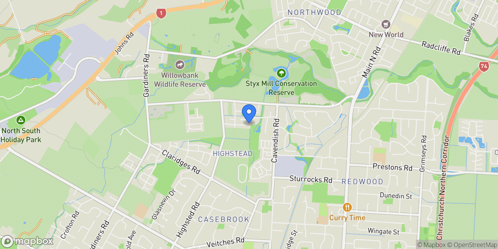 Map showing 39 Redbrook Road, Casebrook, Christchurch, CAN 8051, Christchurch, Canterbury, New Zealand.