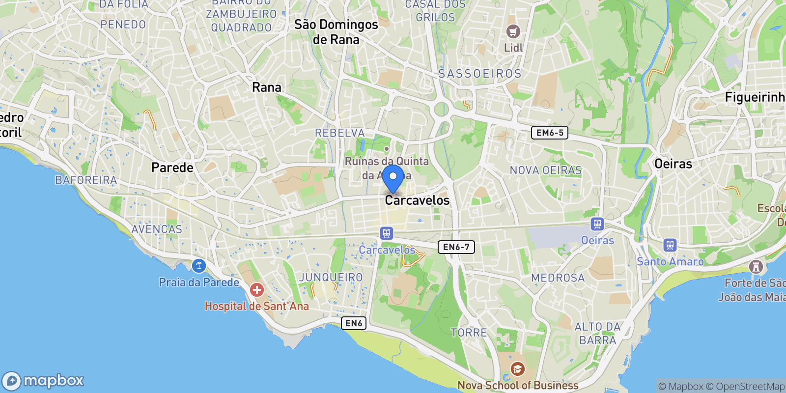 Map showing Carcavelos, Portugal, Carcavelos e Parede, Lisbon, Portugal.